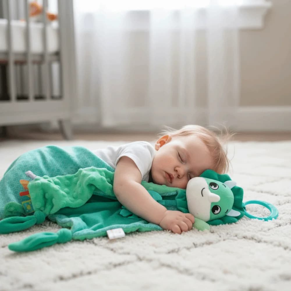 Morbido Peluche di Sicurezza a Forma di Animale Cartone Animato, Copertina con Anello Sonoro e Sonaglio per Neonati, per Passeggino e Auto