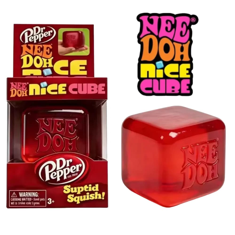 Dr Pepper x NeeDoh Nice Cube Squishy Soft Squeeze Fidget Cube Stress Relief Anxiety Relief Sensory Toy for Kids and Adults
