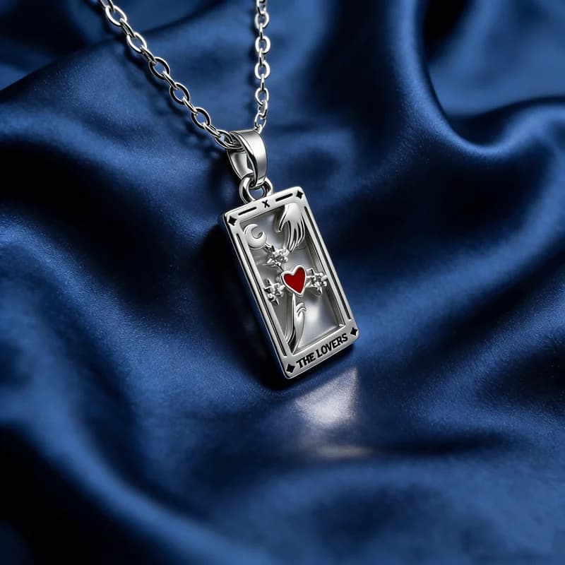 Collana con ciondolo a forma di cuore Tarot Lovers placcato argento, stile lusso leggero, con catena a clavicola per donna, regalo per matrimonio, compleanno, anniversario, festa.