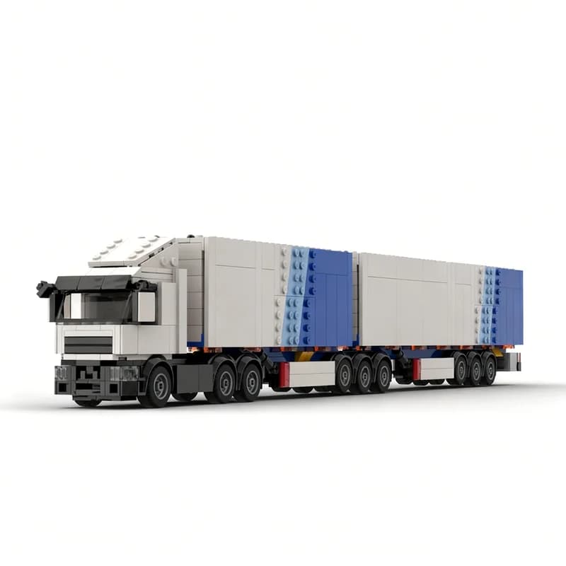 1096pcs MOC City Cargo B Double Trailer Tractor Model Building Blocks Architecture Birthday DIY Assemble Idea Christmas Gift Toy