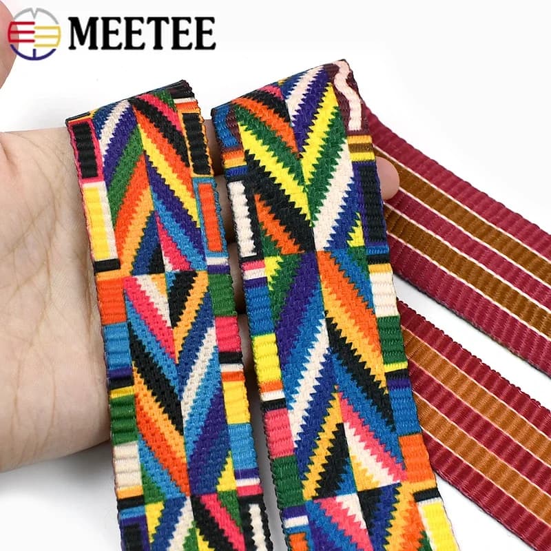 2/5M Meetee 32-50mm Ethnic Jacquard Webbing Tape Garment Decoration Ribbon Bag Belt Strap Bias Binding Trim Sewing Accessories