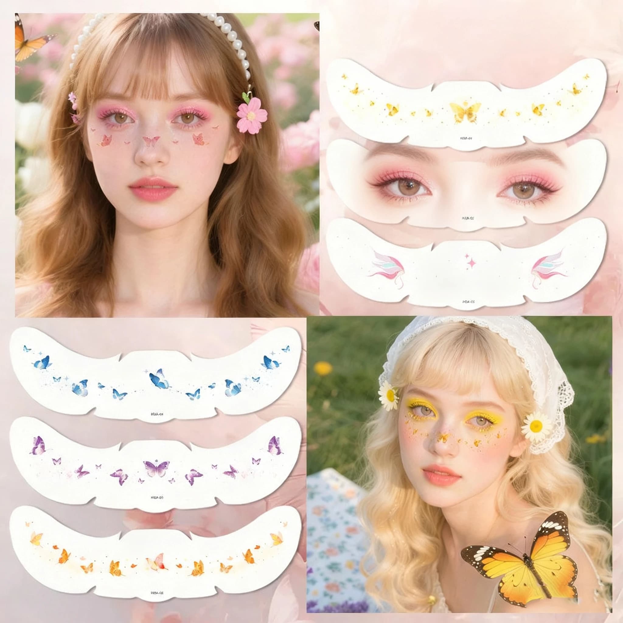 6PCS Cute Butterfly Tattoo Sticker Waterproof Eyes Face Temporary Fake Freckles Tattoos For Women Makeup Dance Music Festivals
