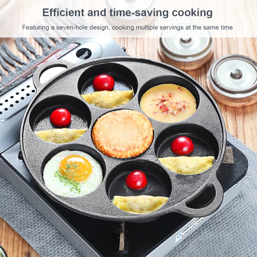 Anti-adhesive kitchen in 7 Holes for Eggs, Pancake, Steaks, Omelets, Breakfast, for Domestic Use and Restaurant
