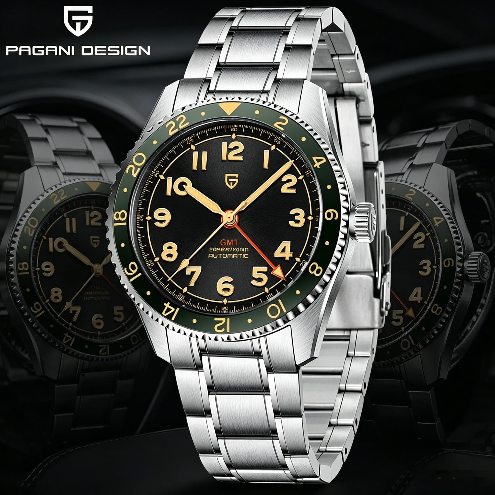 PAGANI DESIGN 2026 Nuovo Orologio Automatico Meccanico da Uomo Pearl Dg5833 GMT con Vetro Zaffiro, Impermeabile 20 Bar, Bwg-9 Reloj Hombre, Regalo di Lusso