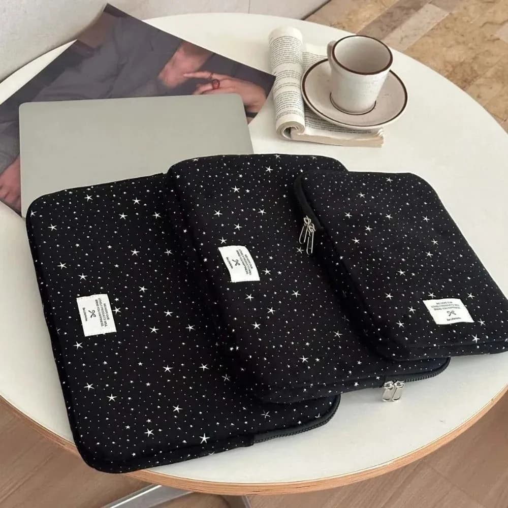 Borsa per laptop portatile in stile coreano, design cielo stellato, 3 misure, custodia per tablet, protezione antiurto, borsa per computer