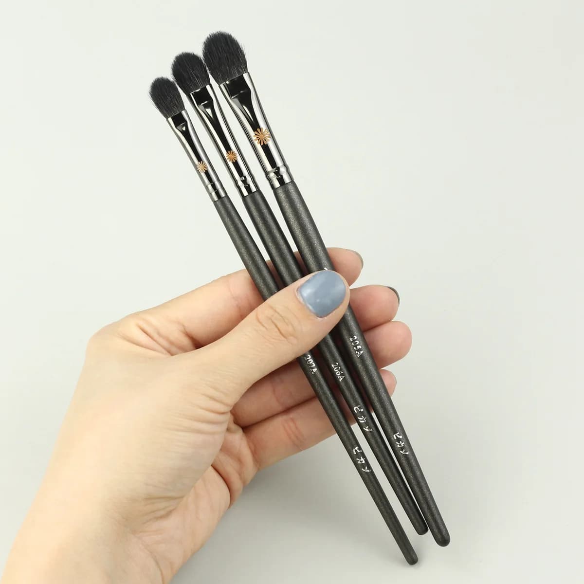 1 pennello per trucco occhi in pelo di capra, piccolo pennello sfumino per ombretto, pennello grande per naso, in pelo animale 205a 206a 207a