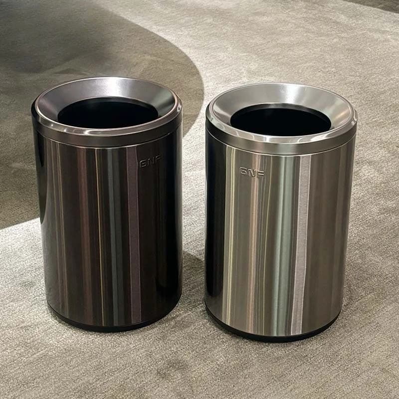 Luxury Stainless Steel Trash Can for Home Open Top Garbage Bin for Living Room Sleek Modern Waste Basket High End Waste Bins