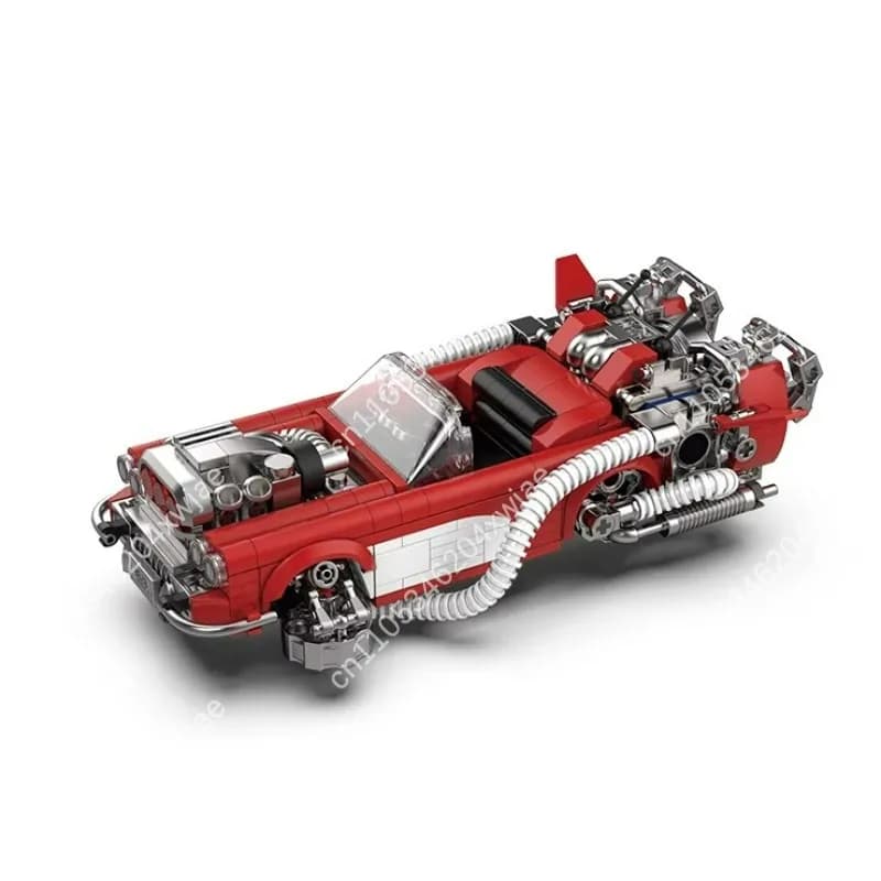 Building Blocks Back to The Future Movie Car Model Kit, 3 Changes Red DeLorean Sports Car Assemble Toy for Kids Adults