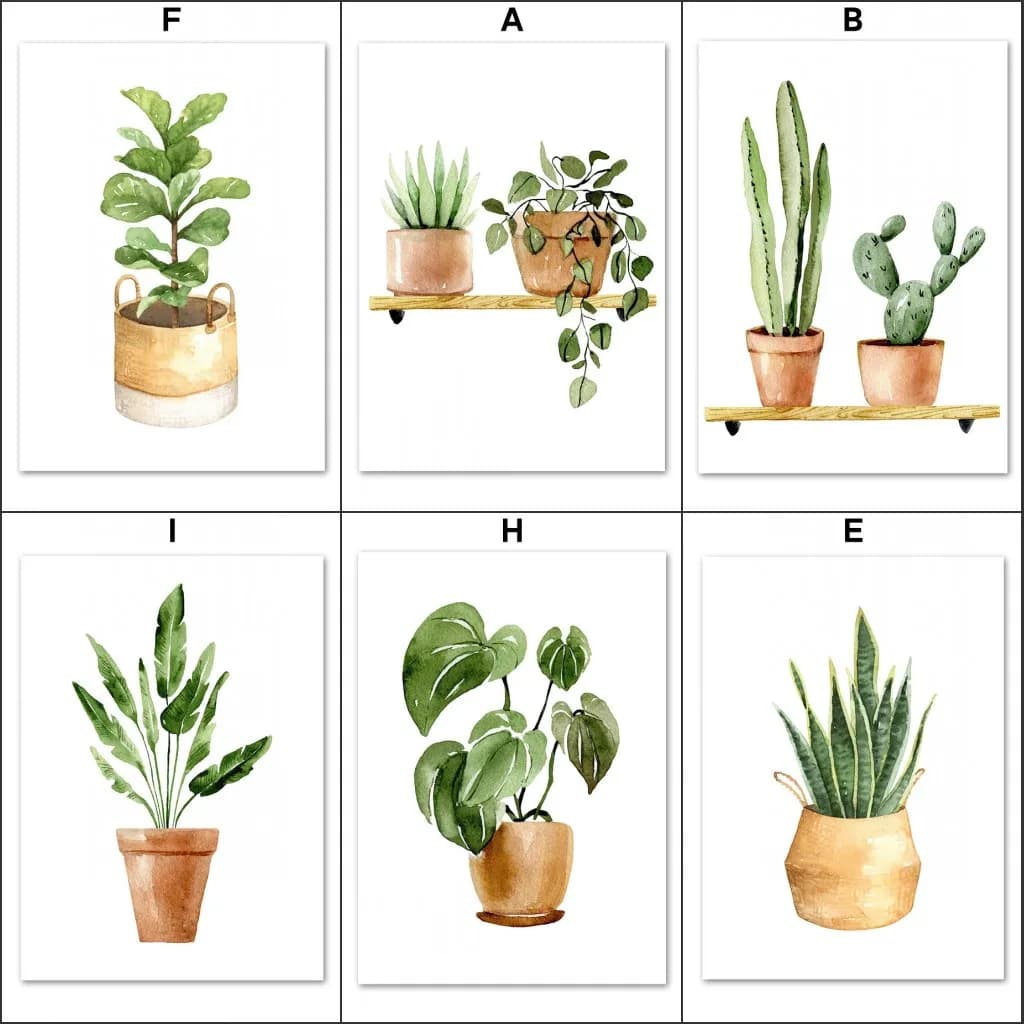 Dipinto Diamantato Fai-da-Te con Piante Verdi e Cactus, Decorazione Murale per Soggiorno