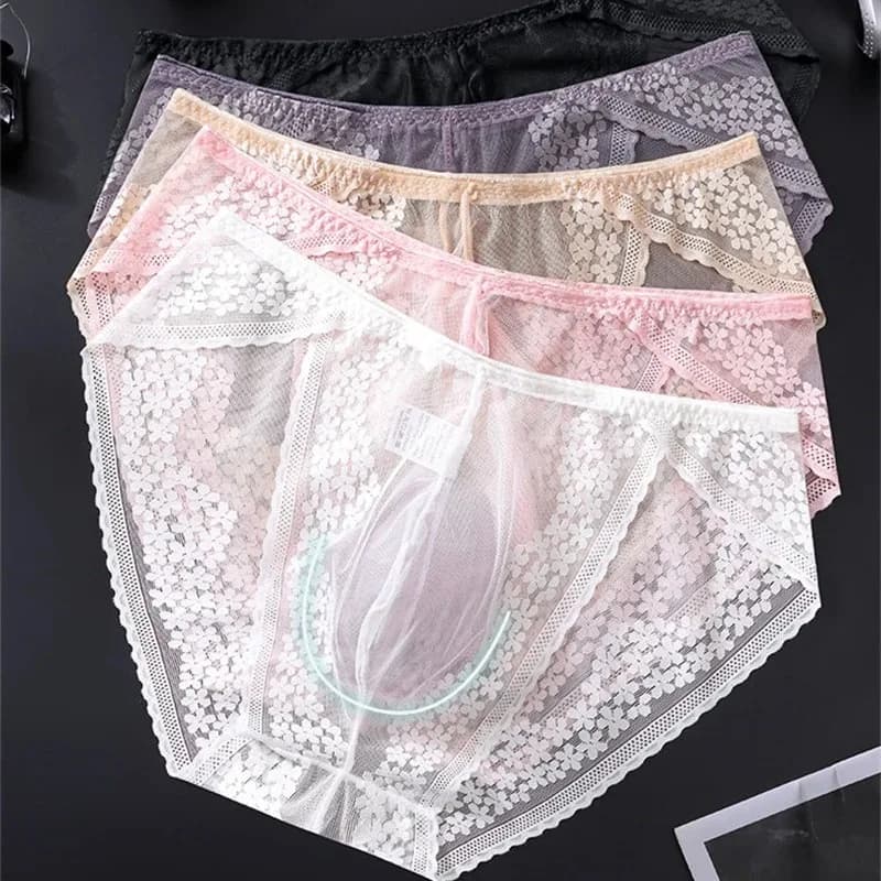 Nuovo Intimo Maschile in Pizzo, Seta Ghiaccio, con Tasca Convessa 3D, per Adulti 18+, Lingerie Sexy da Uomo, Tangas Giapponesi