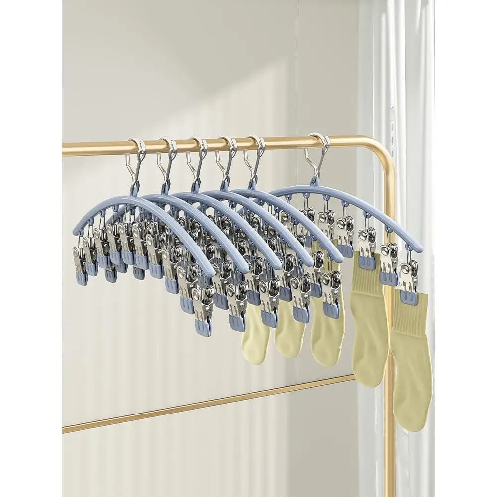 Stainless Steel Laundry Drng Ra Balcony Multifunction Sos Drng Clamp Windproof Clothes Organizer for Home Use
