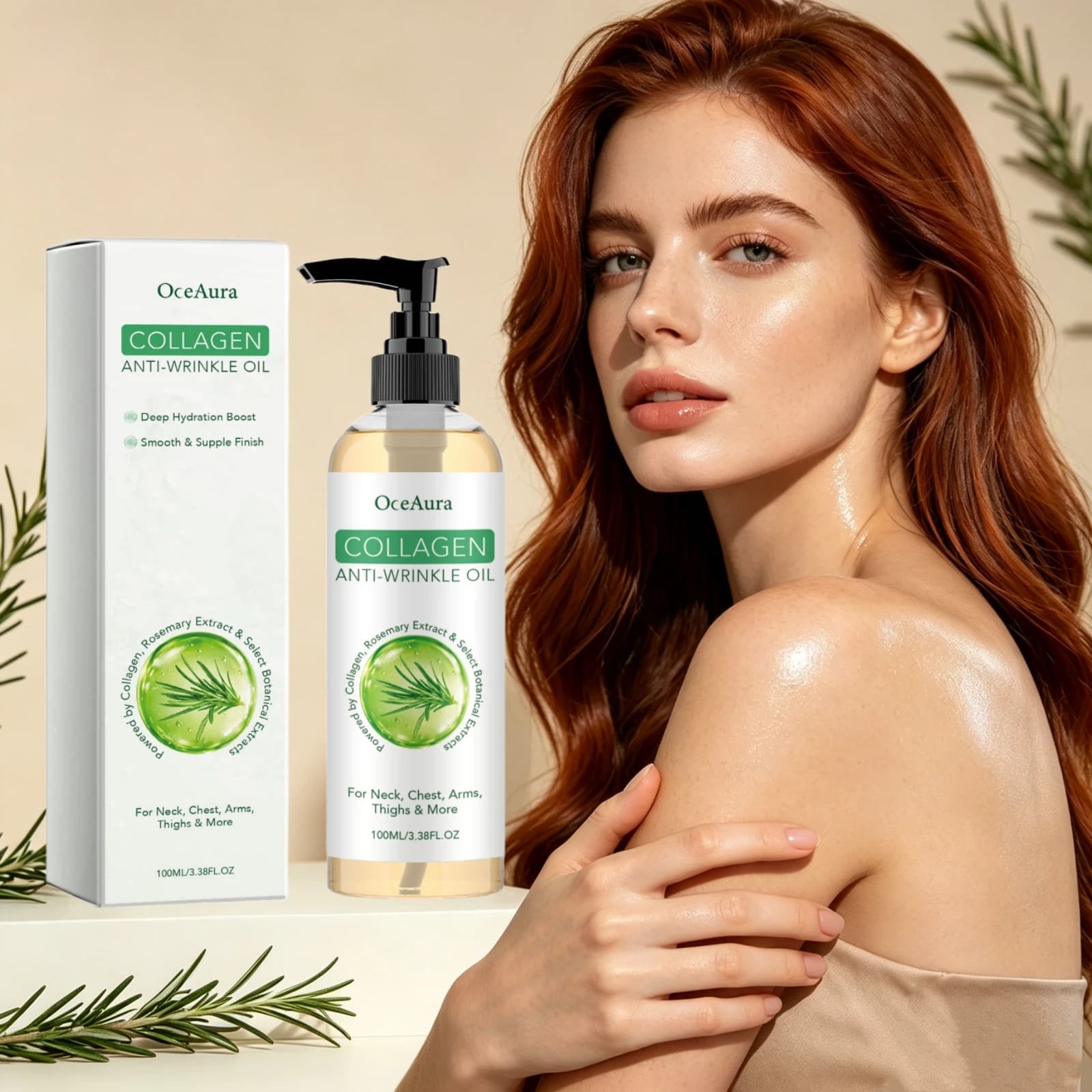 Firming Collagen Body Glow Oil Intense Moisturizing Enhance Skin Firmness Smooth Texture Elastic Anti-Wrinkle Body Massage Oil