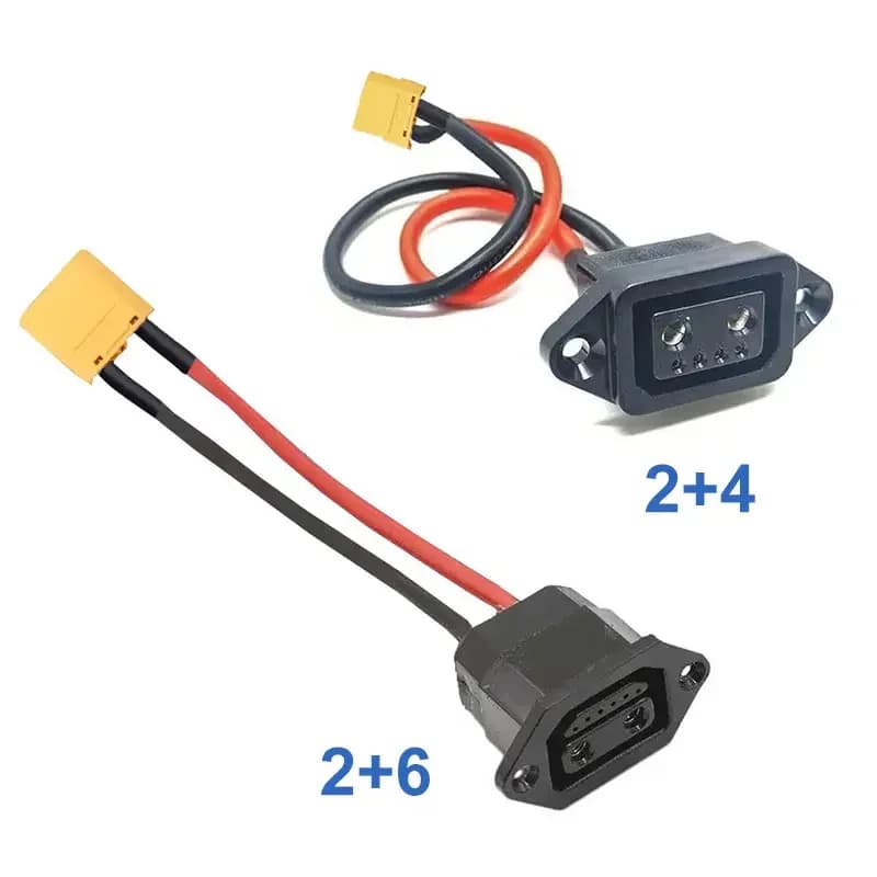 XT60/TX90 to 2+4/2+6 Wire Connector Male Female Electric Vehicle Lithium Battery Charge Socket 4 Square New Energy Power Line