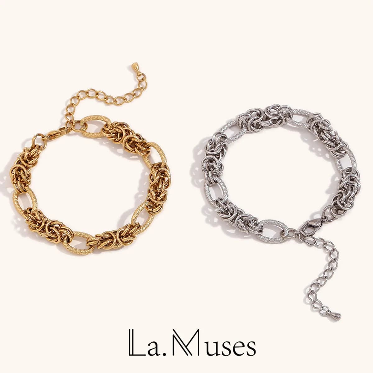 La. Muses Hip Hop Knot Chain Bracciale da donna in acciaio inossidabile Design esagerato Regalo di gioielli impermeabili