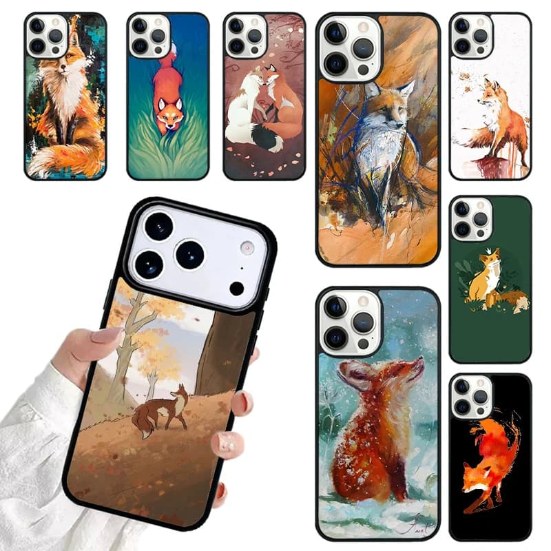 Fox Art Phone Case For iPhone 17 16 15 14 13 12 11 Pro Max 17air Shockproof Cover Fundas