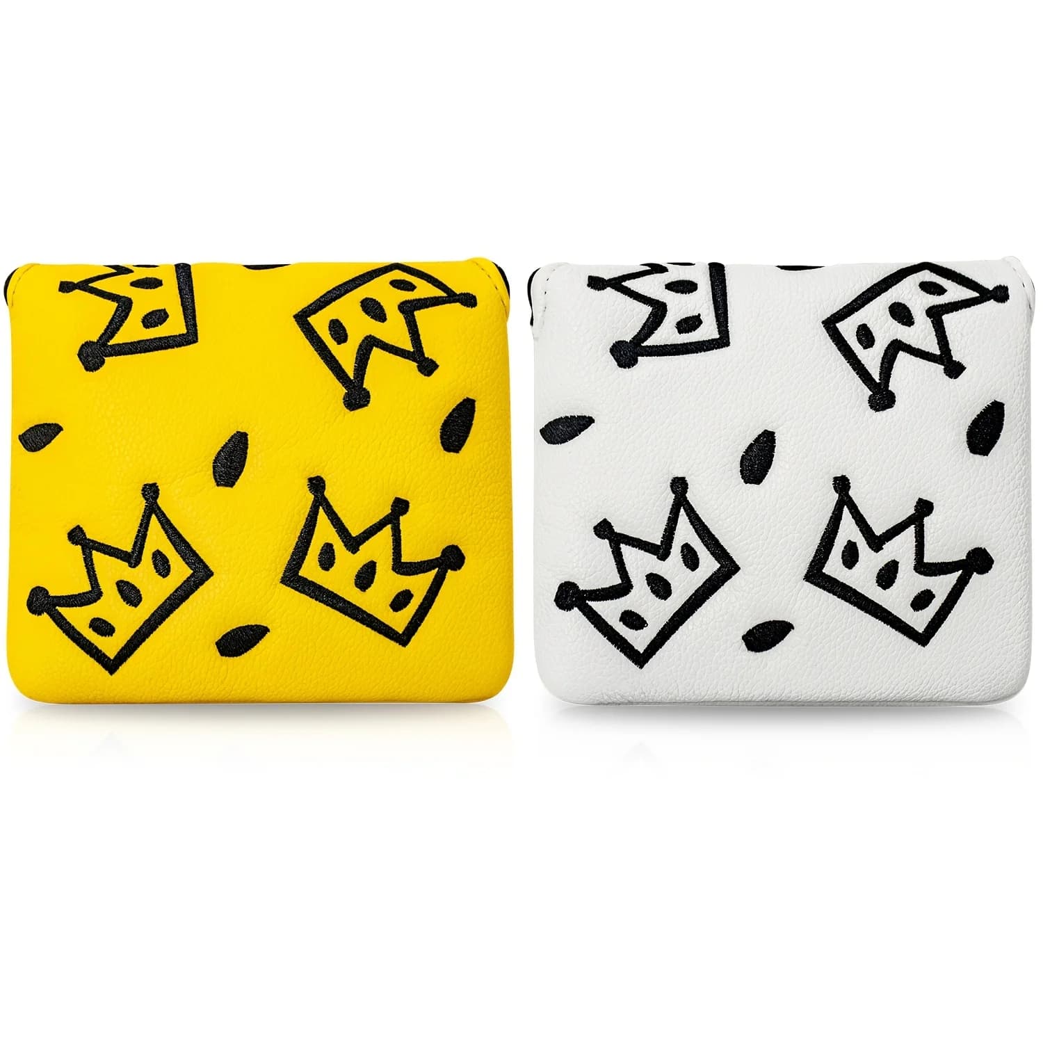 1pc Golf Mallet Putter Cover with PU Shell & Soft Lining - Cheese Crown Pattern & Embroidery Suitable for Most Brands
