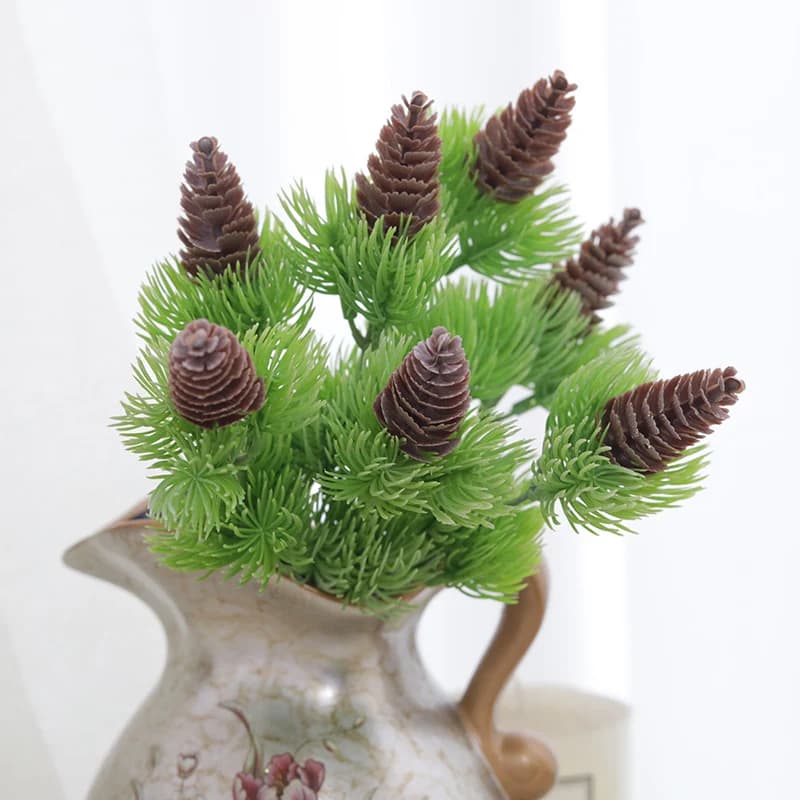 Pine Needles Christmas Outdoors Artificial Plants Plastic New Year Decoration Home Garden Room Fake Flowers Pinecone Grass