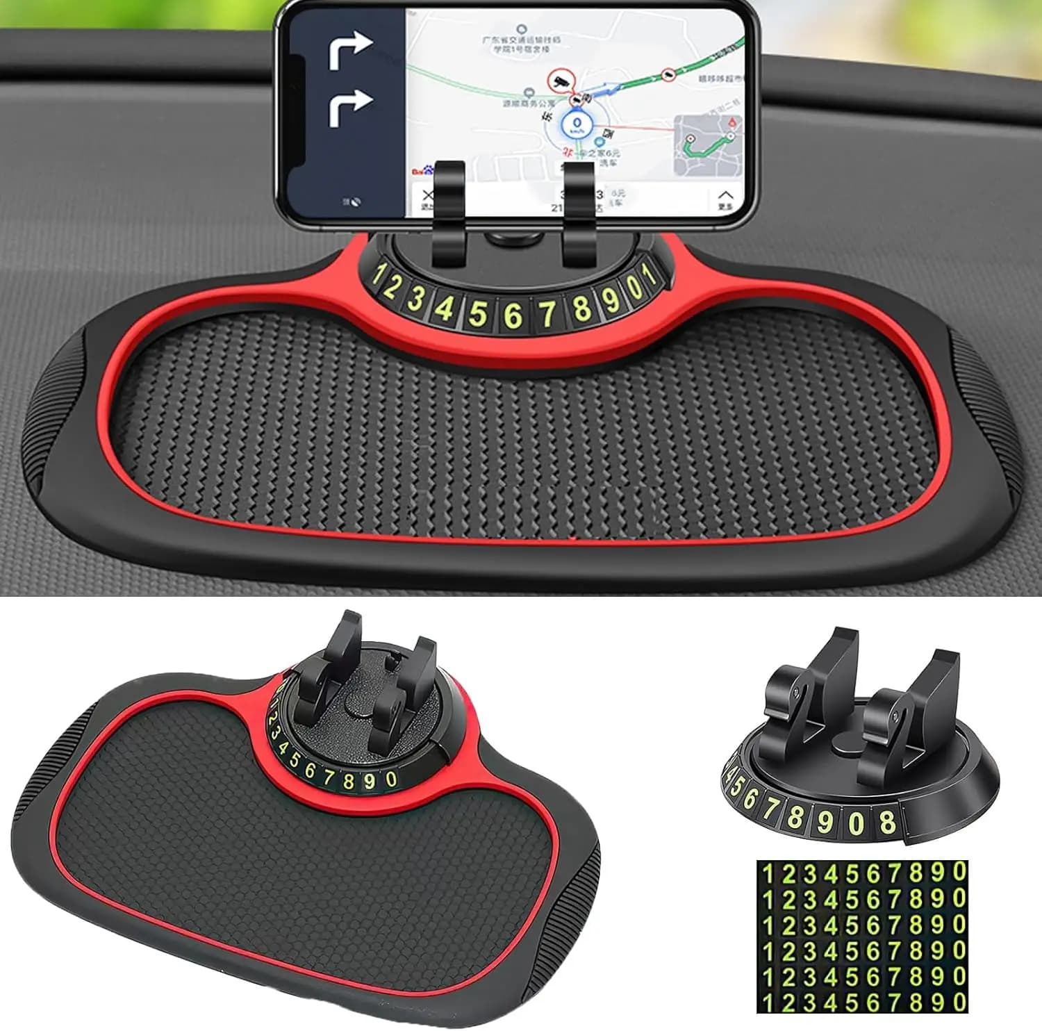 Tappetino antiscivolo per auto multifunzione Supporto per telefono automatico Tappetino per cruscotto per auto multifunzione universale con supporto per telefono in auto