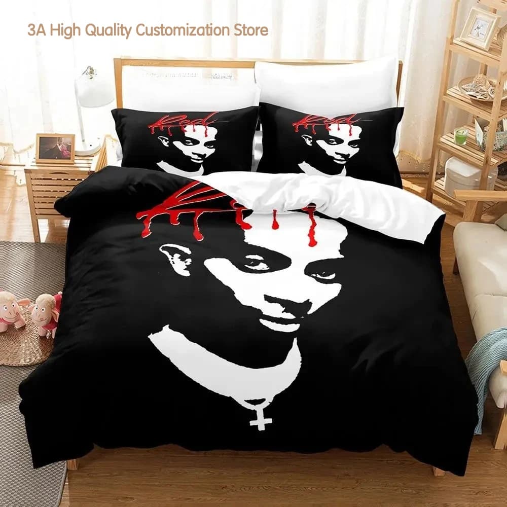 Playboi Carti Set biancheria da letto Singolo Twin Full Queen King Size Set letto per ragazzi adulti Set copripiumino per camera da letto Set lenzuola con stampa 3D