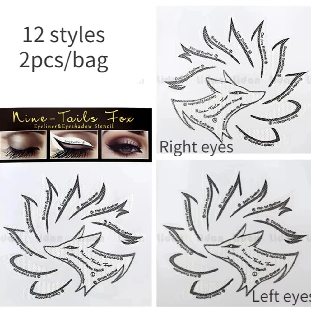 2 PCS Fox Eye Makeup Stencils Eyeliner Stencil Mold Template Shaping Tools Eyebrows Eye Shadow Eyes Makeup Template Tool