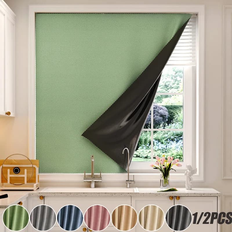 1/2-piece self-adhesive blinds without drilling with hooks and rings, sunshades for privacy protection for living room and bedroom