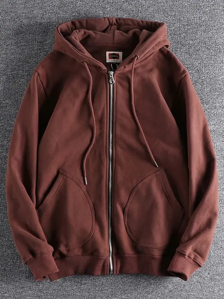 Men's Hooded Zipper Cardigan Sweatshirt Thickened Fleece Warm Heavyweight Autumn Winter New Style Fashion Brand Regular Fit