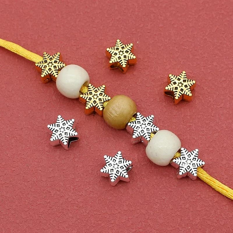 10 pz/lotto Piuttosto Grande Foro Fiocco di Neve Perline di Metallo 10.5x6mm Fatti A Mano Di Natale Inverno Gioielli Pendenti E Ciondoli Del Distanziatore FAI DA TE Bracciali collana