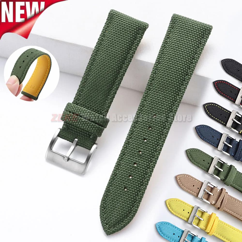 Waterproof Sailcloth Watch Band Nylon Leather Watchband 20mm 22mm Universal Straps for Men Women Sports Quick Release Wrist Belt