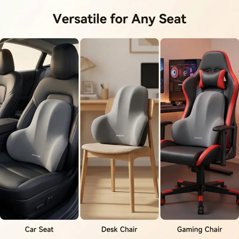 Cuscino per Poggiatesta Auto in Memory Foam, Supporto Lombare Traspirante, Allevia lo Stress, Cuscino per Sedile Auto