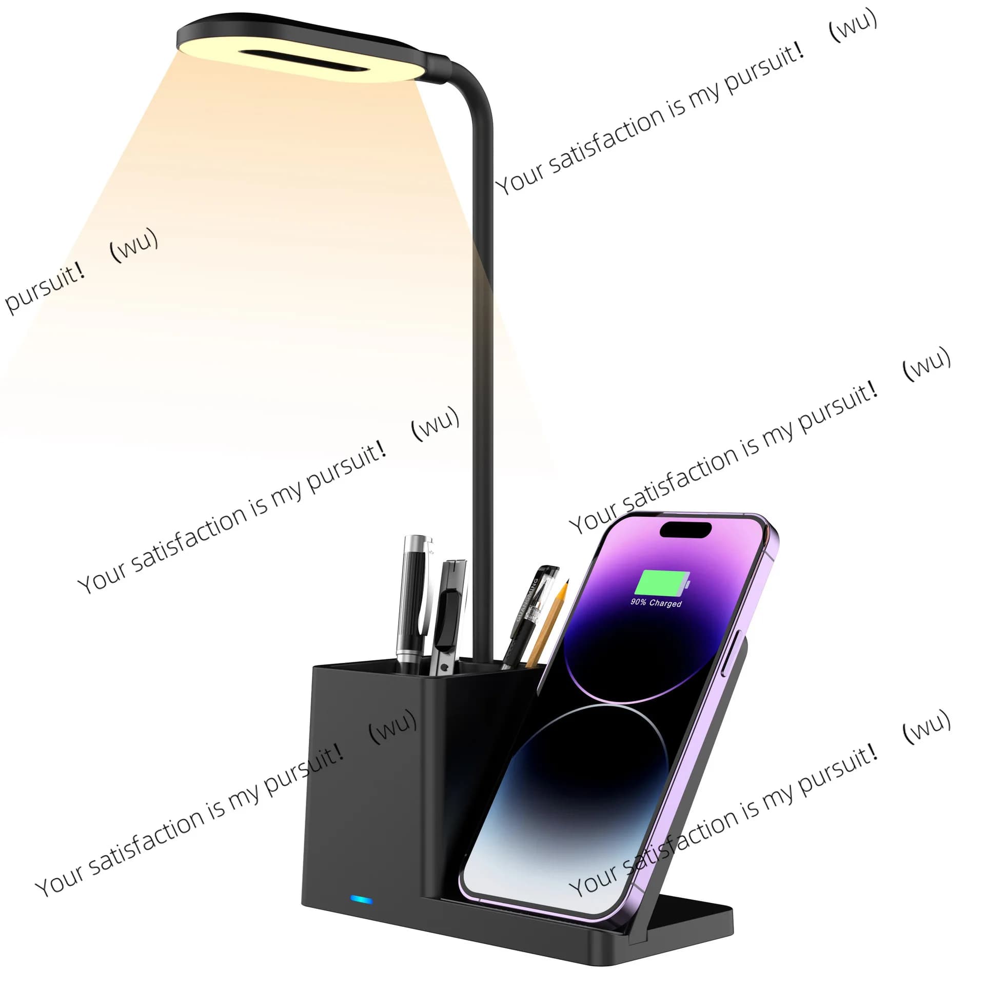 Nuova lampada da tavolo portapenne tre in uno staffa di ricarica wireless 15W ricarica rapida temperatura a tre colori dimmerazione continua