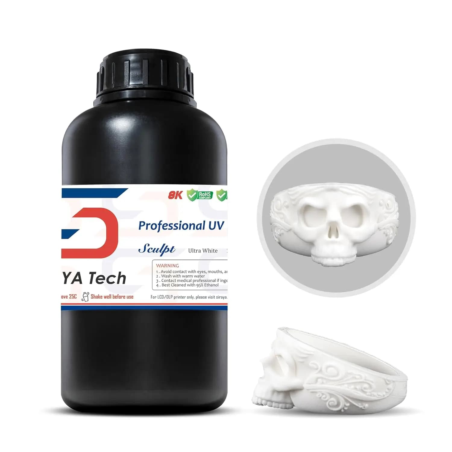 Resina per Stampante 3D Resistente alle Alte Temperature - Fino a 250°C, Alta Precisione per Ingegneria, Gioielleria e Uso Industriale (Ultra Bianco, 1kg)