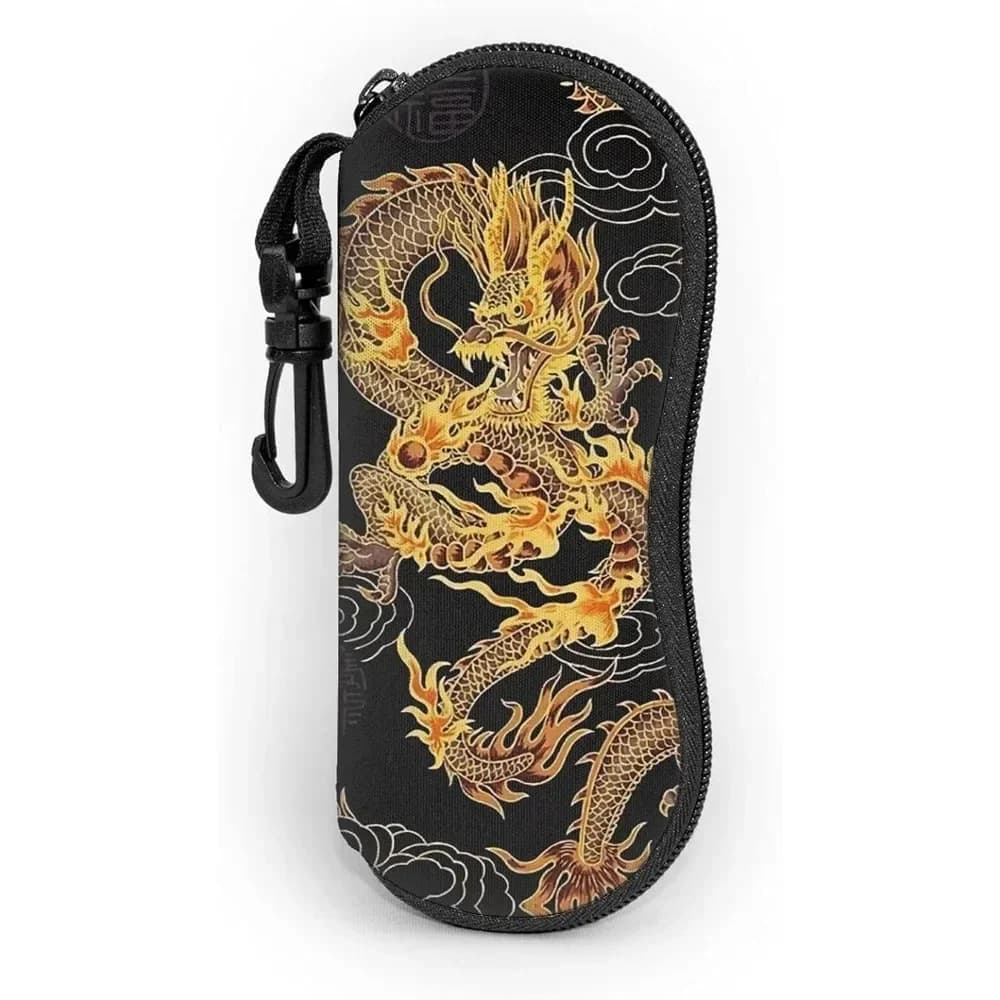 Custodia per occhiali con drago orientale Stampe con cerniera Scatola portaoggetti morbida per occhiali Borsa per occhiali da sole anti-pressione portatile da viaggio all'aperto