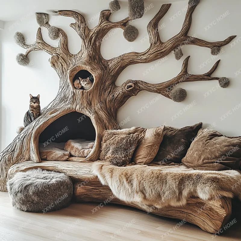 Large luxury cat climbing frame cat villa pet nest integrated climbing frame cat scratching board tree house indoor creative tre