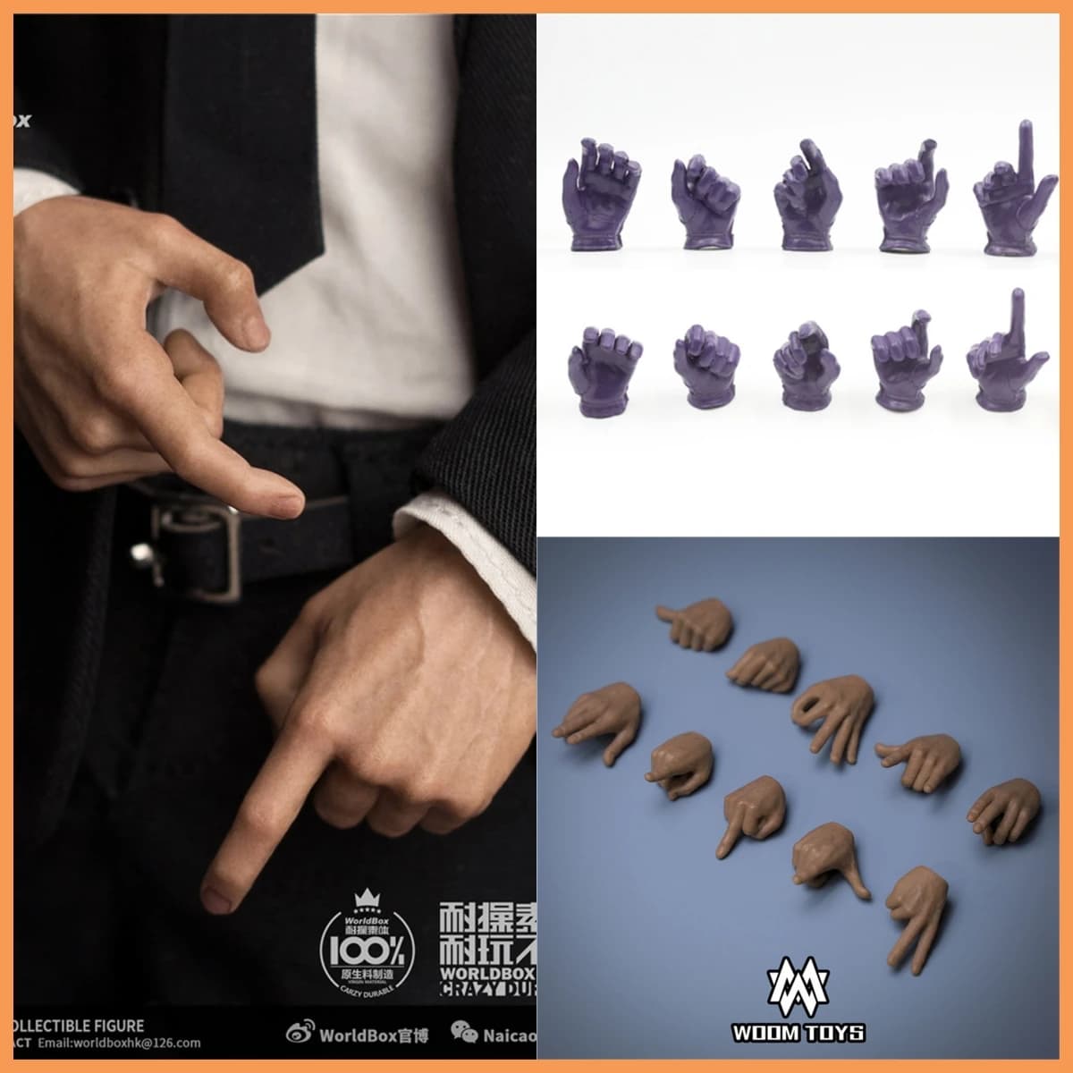 1/6 Worldbox 2.0 Trucco WOM TOYS P001 Forme multiple della mano Soldato maschio Accessorio a forma di piede della mano per 12 ''Action Figure Body
