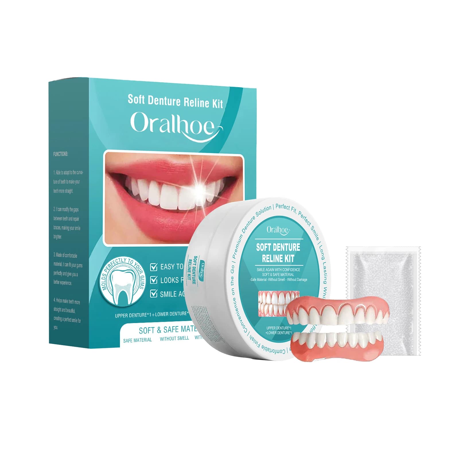 Nuovo kit di faccette dentali temporanee bianche ECE, accessori cosmetici sbiancanti per Halloween, Natale e feste in maschera H2931-15