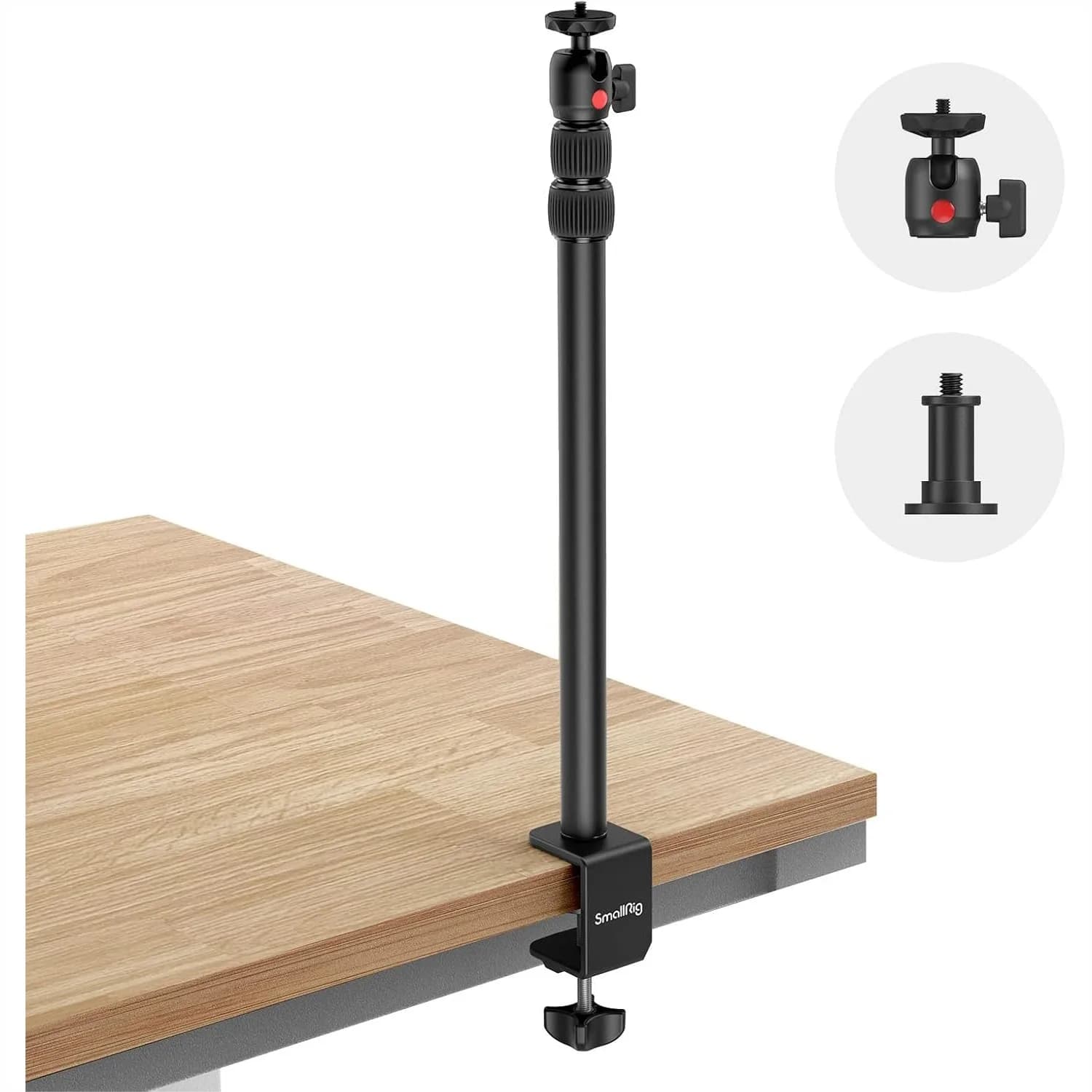Supporto da Tavolo Regolabile per Fotocamera 15"-39" con Morsetto a C, Testa a Sfera per DSLR, Luce ad Anello, Streaming Live