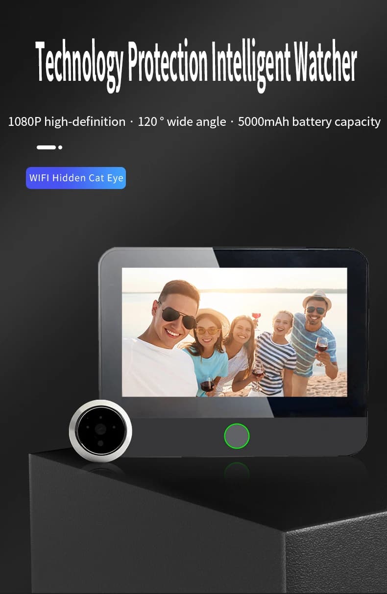 Tuya APP 2MP 1080P WiFi Campanello Visual Door Spioncino Videocitofono Telecamera di sicurezza domestica Citofono senza fili per IOS Android