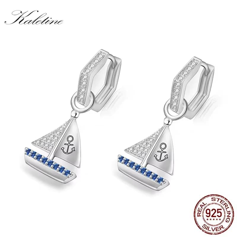 Kaletine Orecchini pendenti coreani Anchor per barche Orecchini originali in argento sterling 925 per gioielli di moda da donna