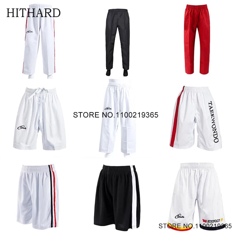 Taekwondo Uniforme Cotone WTF Karate Judo Dobok Abbigliamento Uomo Donna Bambini Pantaloni Kickboxing Pantaloni TKD MMA Boxe Muay Thai Pantaloncini