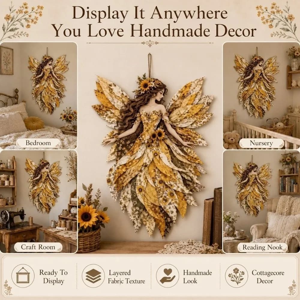 Handcraft DIY Quilted Fairy Kit Handmade Floral Multiple Layers Fairy Sewing Kit Fairy Wall Art Kit Craft Gifts