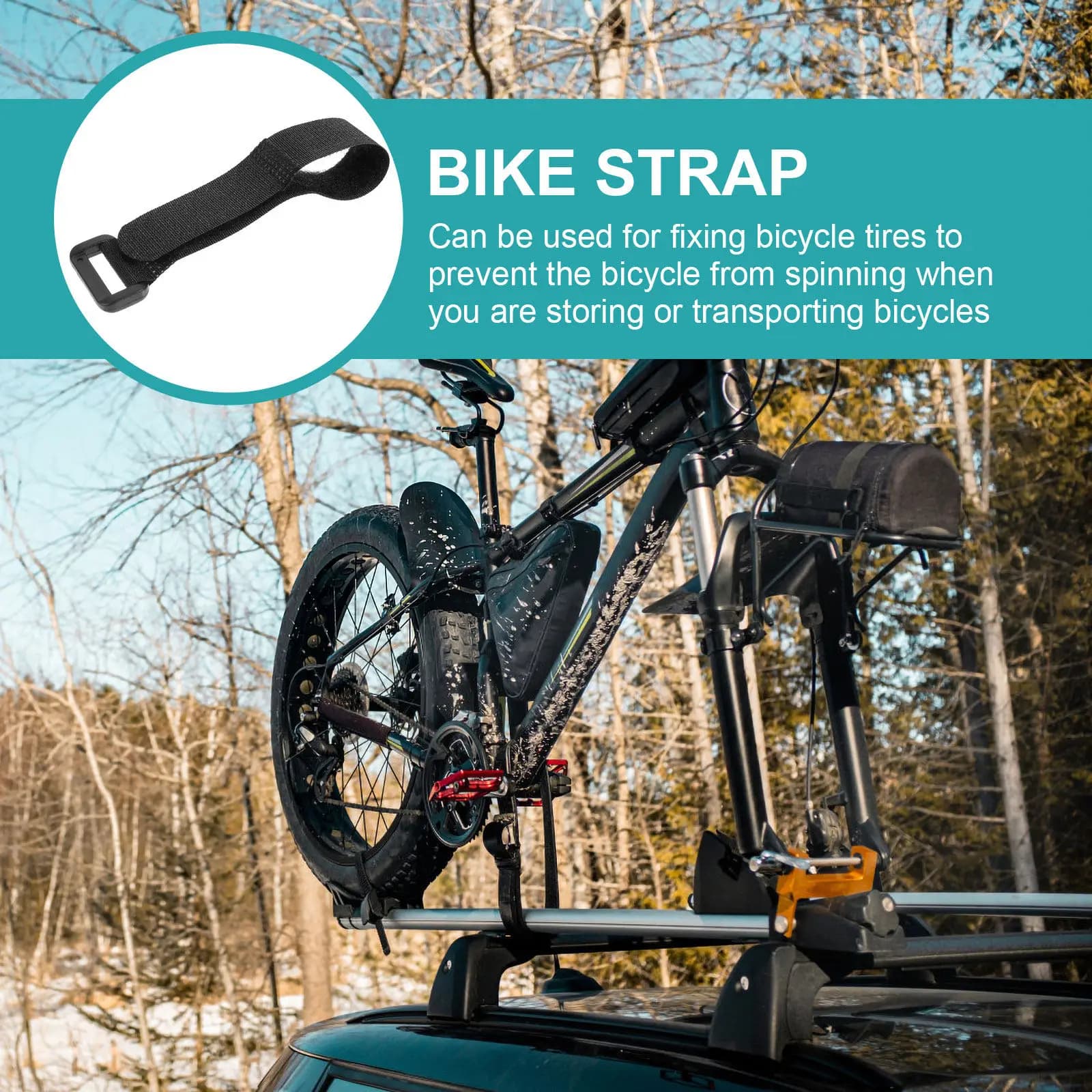 Set of 6 Fixing Belts for Wheels, Robust Bicycle Safe Transport Belts, Skiing, Yoga Mats, Mini Pumps, Multipurpose Belts