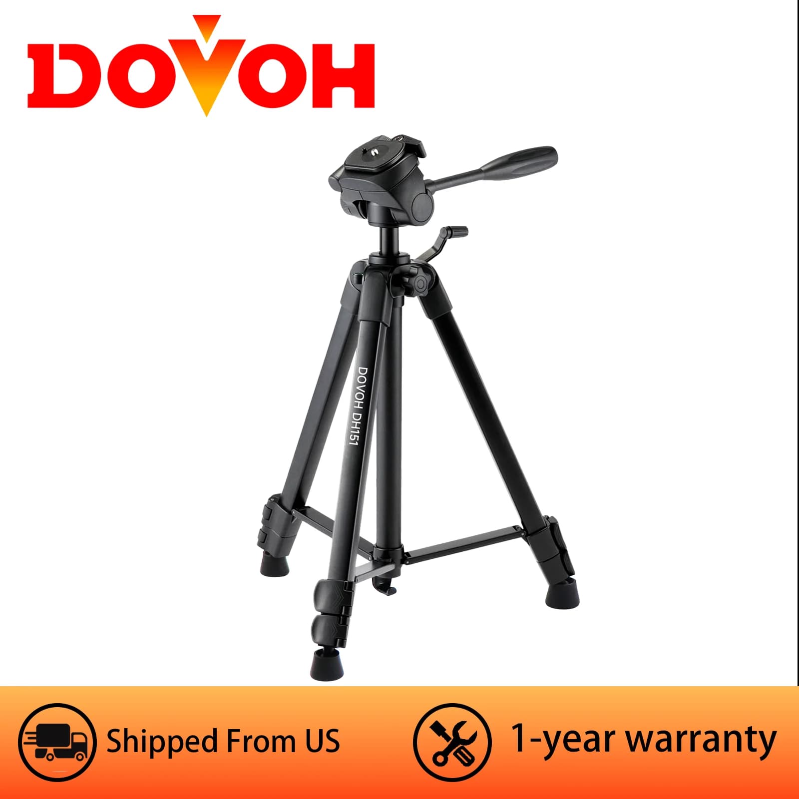 DOVOH Treppiede per carichi pesanti per livello laser, altezza regolabile per fotocamera con livella a bolla 1/4"-20 Montaggio a vite, DH151