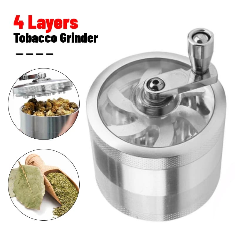 Smerigliatrice manuale per tabacco 4 strati Mulino per spezie Frantoio per fumo di erba Manovella Muller Pollinatore Accessori per fumatori
