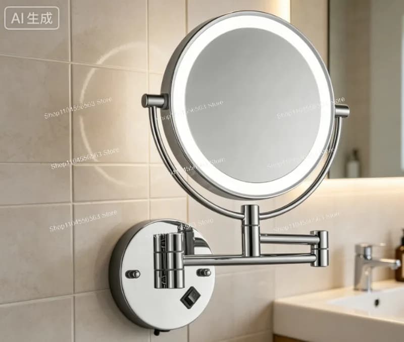 Specchio da Trucco Ingranditore da Parete con Luce LED, Ingrandimento 3X 5X, Specchio per Bagno Hotel