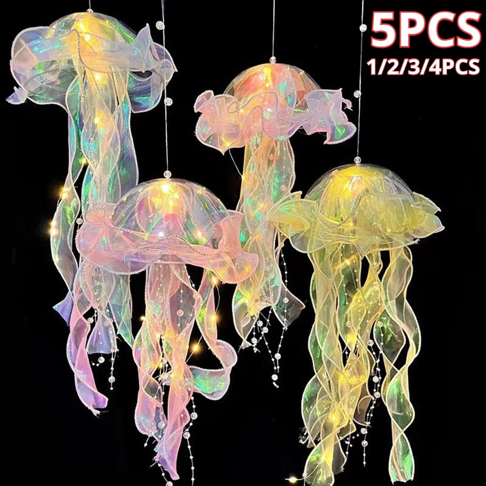 Lampada medusa lampada a fiori portatile meduse campanelli eolici camera da letto luce notturna lanterna a sospensione decorazione della casa ragazza regalo di compleanno