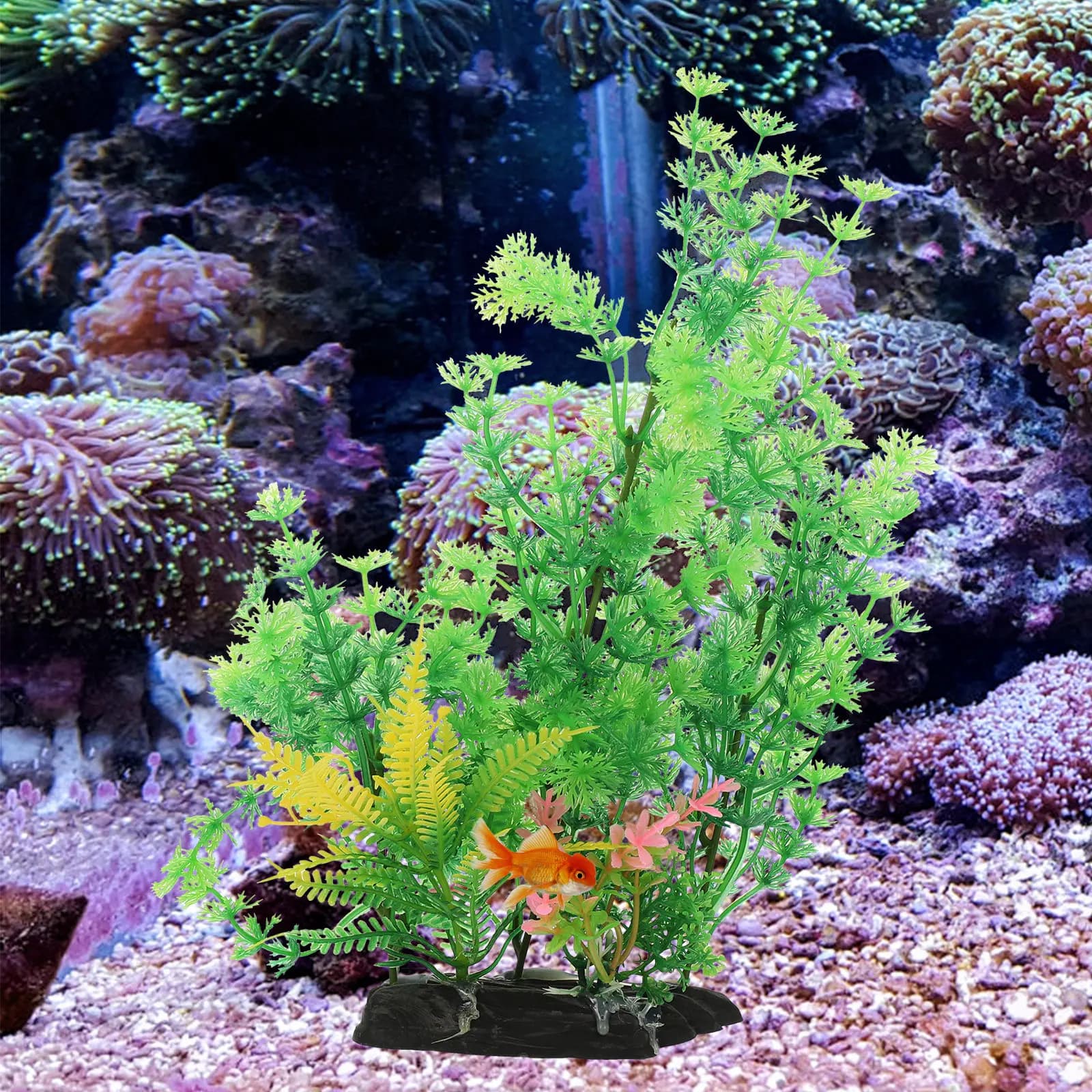 2 Pezzi di Piante Acquatiche Artificiali Premium per Acquario, Design Realistico e Vivace, Piante Finte Sicure e Non Tossiche per Acquari