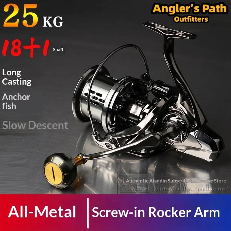 Daijia Spinning Fishing Reel 19 Bearings Zero Clearance Metal Slant Shallow Spool Long Casting For Saltwater Sea Anchor Fishing