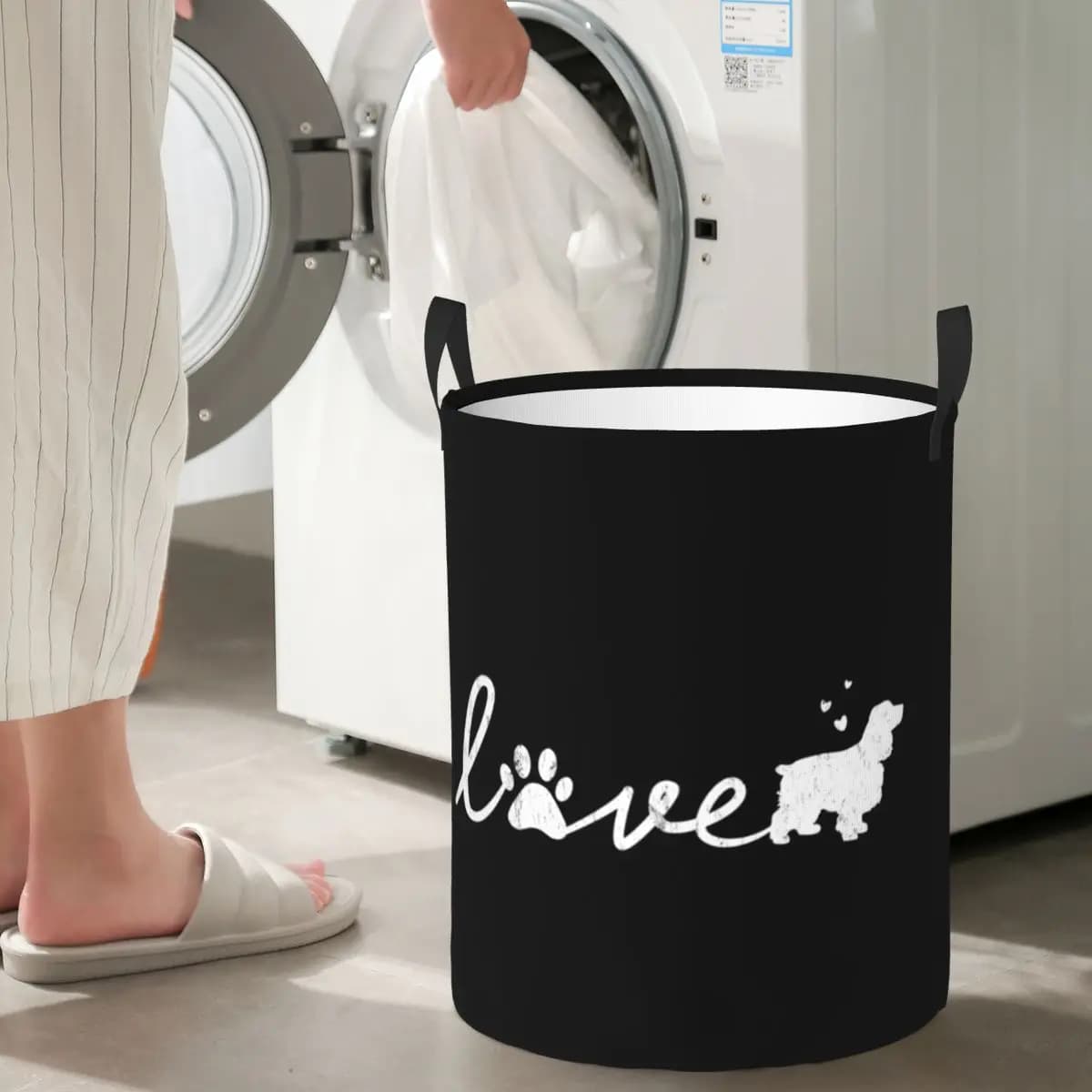 Cesto per la biancheria pieghevole con motivo Cocker Spaniel, regalo per amanti dei cani, cesto portaoggetti per vestiti sporchi e articoli vari, borsa organizer per la casa