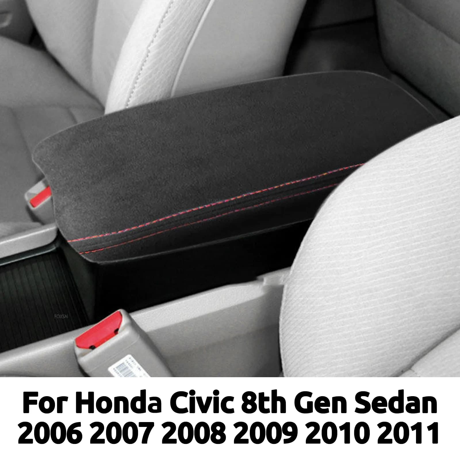 Custom Fit Car Armrest Cover Suede Leather For Honda Civic 8th Gen Sedan 2006 2007 2008-2011 Center Console Protector Case