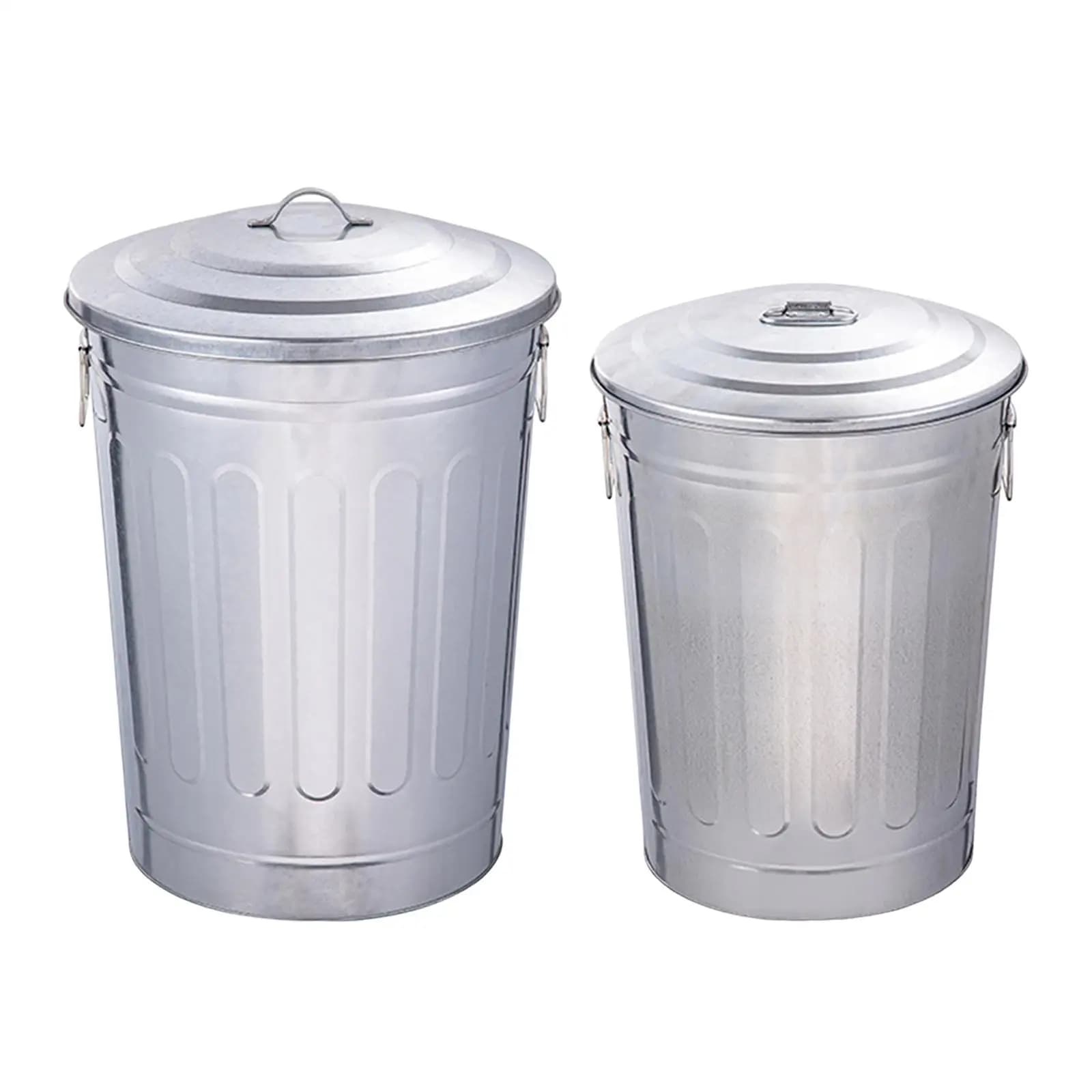 Pattumiera da esterno in metallo con coperchio sigillante multiuso per fioriera Robusto contenitore per compost rotondo rustico con due maniglie